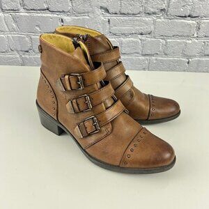 Bussola Ankle Boots 3 Strap Booties Antique Brown Size 39 8/8.5 M